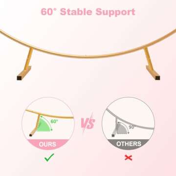 IDAODAN Round Backdrop Stand, 6.9ft(2.1m) Golden Circle Balloon Arch Backdrop Round Balloon Arch Stand Circle Arch Round Arch for Wedding Baby Shower Birthday Photo Background Supplies Decorations
