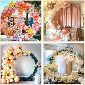 IDAODAN Round Backdrop Stand, 6.9ft(2.1m) Golden Circle Balloon Arch Backdrop Round Balloon Arch Stand Circle Arch Round Arch for Wedding Baby Shower Birthday Photo Background Supplies Decorations