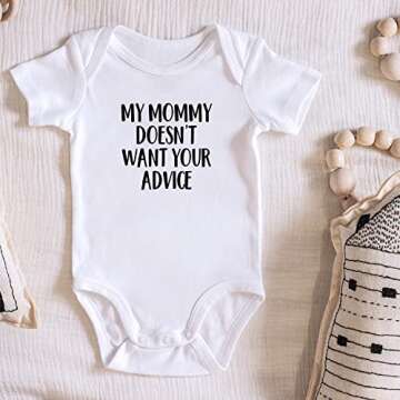 Printique Baby Organic One Piece Short Sleeve Funny Trendy Minimal Onesie for 0-12 Months