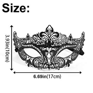 Campsis Women's Masquerade Mask Black Mardi Gras Masks Rhinestone Venetian Mask Halloween Ball Party...