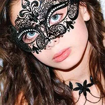 Campsis Women's Masquerade Mask Black Mardi Gras Masks Rhinestone Venetian Mask Halloween Ball Party Nightclub Masks for Women