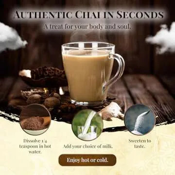 Blue Lotus Chai - Rooibos Flavor Masala Chai - Makes 65 Cups - 2 Ounce Masala Spiced Chai Powder with Organic Spices - Instant Indian Tea No Steeping - No Gluten