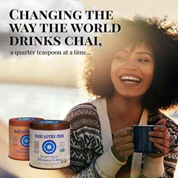 Blue Lotus Chai - Rooibos Flavor Masala Chai - Makes 65 Cups - 2 Ounce Masala Spiced Chai Powder with Organic Spices - Instant Indian Tea No Steeping - No Gluten