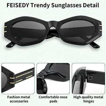 FEISEDY Trendy Rectangle Sunglasses with UV400 Protection