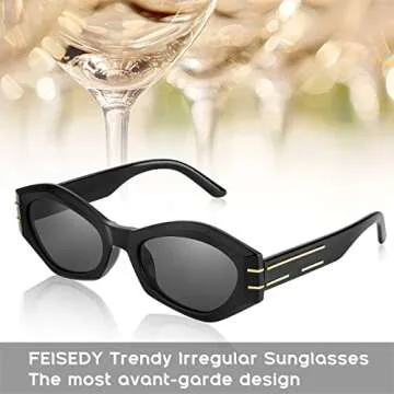 FEISEDY Trendy Rectangle Sunglasses with UV400 Protection