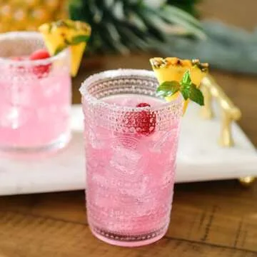 Kate Aspen Hobnail Beaded Floral Clear Drinking Glasses Set of 6, (13 oz) Vintage Glassware Set Cocktail Glass Set, Juice Glass, Water Cups | Great Hostess Gift & Gift for New Home Owners