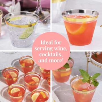 Elegant 100-Pack Gold Rimmed Plastic Cups for Parties