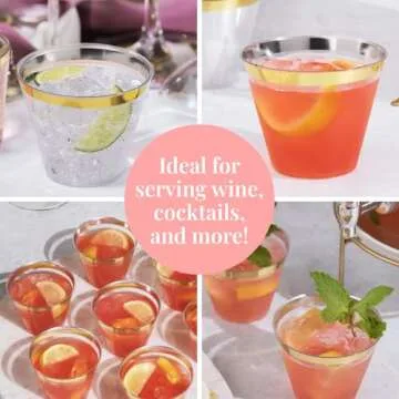 Elegant 100-Pack Gold Rimmed Plastic Cups for Parties