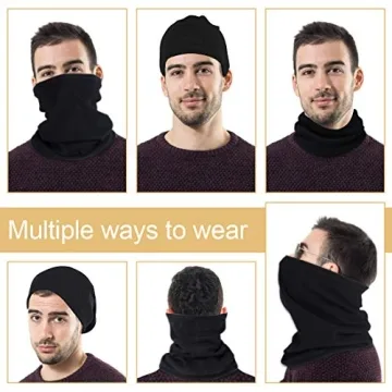 KGC 2 Pack Winter Neck Warmer Gaiter,Soft Fleece Windproof Face Mask Scarf Bandana Cold Weather Face Cover for Men & Women Outdoor Sports Skiing Cycling
