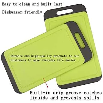 Svenee Mini Kitchen Cutting Board Mats, BPA Free, Dishwasher Safe, Juice Grooves, Thicker Boards, Easy Grip Handle, Non Porous, 2 pack