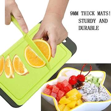 Svenee Mini Kitchen Cutting Board Mats, BPA Free, Dishwasher Safe, Juice Grooves, Thicker Boards, Easy Grip Handle, Non Porous, 2 pack