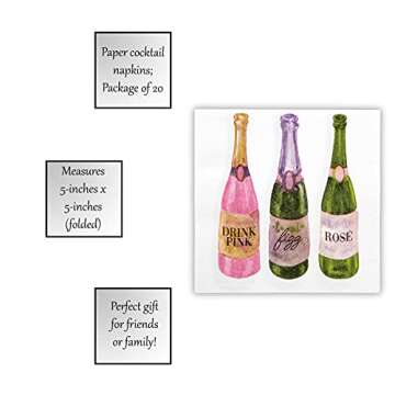 Santa Barbara Design Studio Sippin' Pretty Cocktail Paper Napkins, 20-Count, 5 x 5-Inches, Wedding Champagne