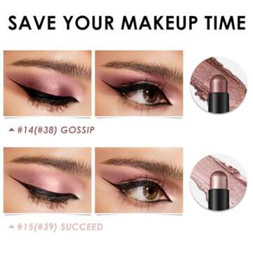 FOCALLURE 2 Pcs Cream Eyeshadow Stick,Brightener Eyeshadow Pencil Crayon,Highlighter Eye Shadow Stick Sets with Crease-proof Formula,Long Lasting Waterproof Eye Shadow Make Up,Silky Peach