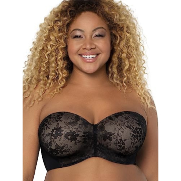 Curvy Couture Women's Plus Size Strapless Multi-Way Bra - Black Lace, 36D