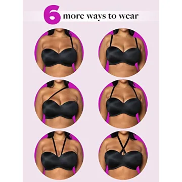 Curvy Couture Plus Size Strapless Multi-Way Bra - Black Lace