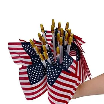 12 Pack Small American Flags on Stick Small US Flags/Mini American Flags for Outside 4x6 Inch American Hand Held Stick Flags with Kid-Safe Spear Top, Patriotic Veterans Day Decorations, 4th of July Decorations