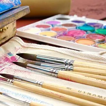 Dynamic Distraction Watercolor Brushes for Painting - Round Water Color Paint Brush Set of 9 - Comfortable Handle Size - Professional Artist Quality - Perfect for Watercolor, Acrylic and Gouache