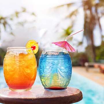 TOPZEA Unique Tiki Glass Mug Set for Parties and Cocktails
