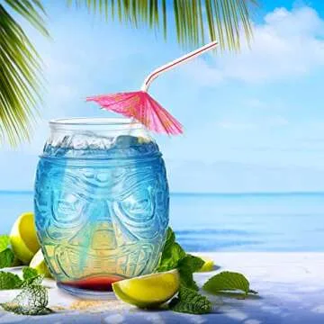 TOPZEA Unique Tiki Glass Mug Set for Parties and Cocktails