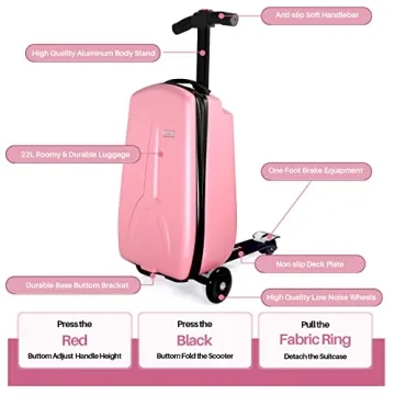 iubest Detachable Scooter Suitcase for Kids 4-15