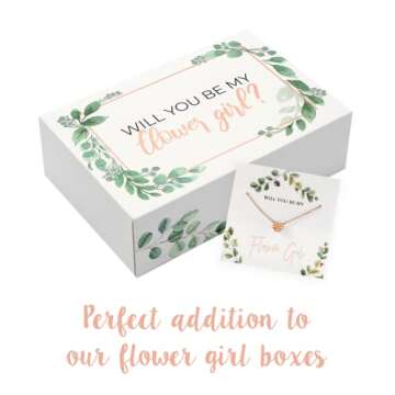 Pop Fizz Designs Flower Girl Gift Necklace (Set of 2) | Girls' Jewelry from Bride | Eucalyptus Design (Proposal)