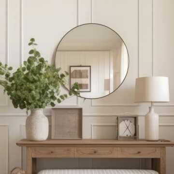 ANDY STAR Round Gold Mirror, 30'' Brass Mirror with Brushed Gold Frame, Wall Mounted Stainless Steel Metal Frame Round Mirror for Bathroom, Living Room, Bedroom