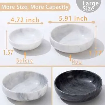 CM CHIC MONDAY 5.91'' Large Decorative Bowl, Natural Marble Decorative Bowls for Home Decor, Key Bow...