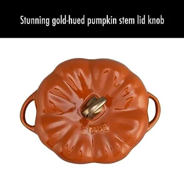 STAUB Ceramic 0.75-qt Petite Pumpkin, Oven & Stove Safe up to 572°F, Pumpkin Dish, Baking Candy Burnt Orange