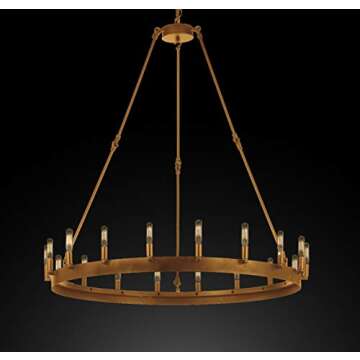 Gallery Wrought Iron Vintage Barn Metal Castile One Tier Chandelier for Rustic and Industrial Spaces