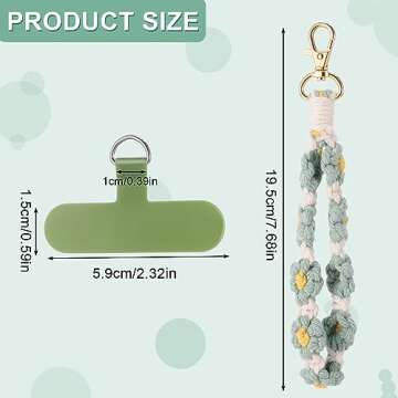 Jspupifip 2 PCS Boho Macrame Phone Wrist Strap,Cute Cell Phone Lanyard with Tether Tab Floral Smartphone Wristlet Bracelet Keychain Anti Theft Strap for Women (White+Green)
