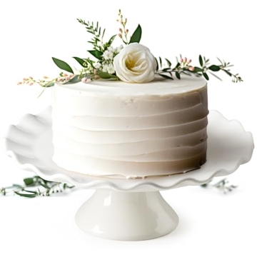 YHOJOY White Cake Stand, 10 Inch Wedding Cake Stands for Party, Round Dessert Stand, Ceramic Cake Pl...
