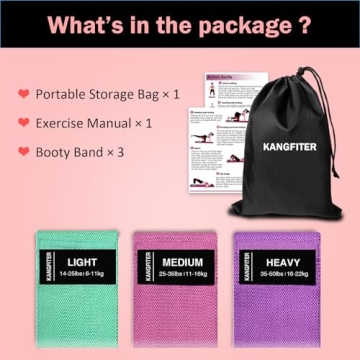 KANGFITER Non-Slip Fabric Resistance Bands for All Workouts