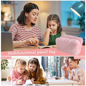 Makeup Bag with Macaron Colors, Preppy Makeup Pouch, Cute Kawaii Furry Make up Case, Cosmetic Travel Bag with Zipper,Multi-functional Sweet and Soft Coin Pouch for Womens…