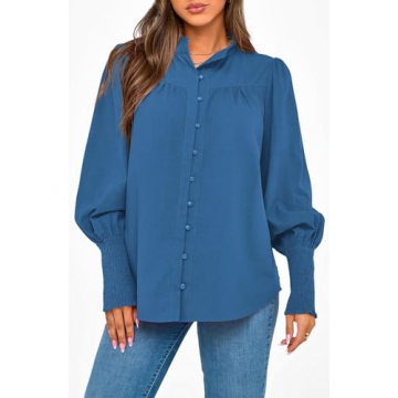 PRETTYGARDEN Women Button Down Shirt for Fall 2024
