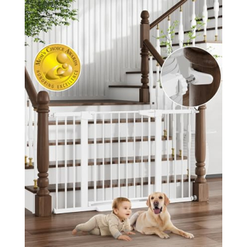 Cumbor 29.7-51.5" Baby Gate Extra Wide, Safety Dog Gate for Stairs, Easy Walk Thru Auto Close Pet Ga...