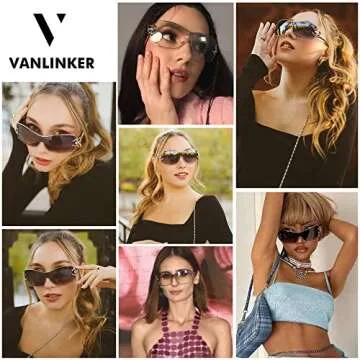 VANLINKER Y2K Wrap Around Oversized Sunglasses for All