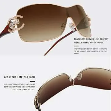 VANLINKER Y2K Wrap Around Oversized Sunglasses for All