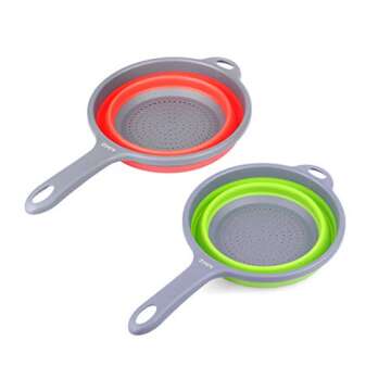 ZOER Kitchen Foldable Pasta Strainers,Collapsible Colanders with Handles,Space-Saver Folding Silicon...