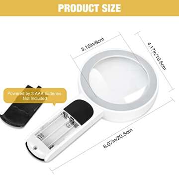 Magnifying Glass with Light, 30X Handheld Large Magnifying Glass 18LED Cold and Warm Light with 3 Mo...