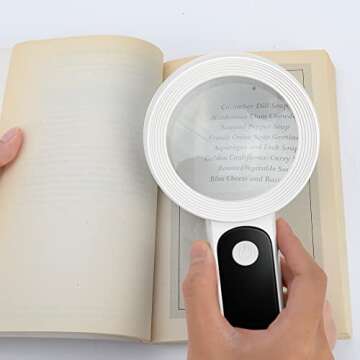 Magnifying Glass with Light, 30X Handheld Large Magnifying Glass 18LED Cold and Warm Light with 3 Modes, Illuminated Lighted Magnifier for Seniors Reading, Inspection, Coins, Jewelry, Exploring