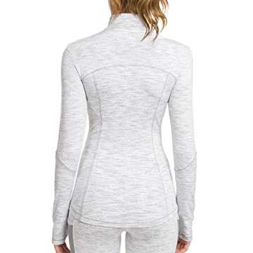 GYM RAINBOW Workout Jackets for Women, Full Zip Slim Fit Lightweight Athletic Running Sports Track Jacket with Pockets(2-White Space dye,Small)