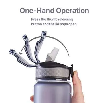 EYQ 32 oz Water Bottle with Time Marker, Carry Strap, Leak-Proof Tritan BPA-Free, Ensure You Drink Enough Water for Fitness, Gym, Camping, Outdoor Sports (Gray)