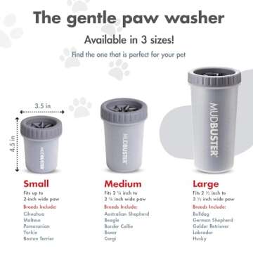 Dexas MudBuster Portable Dog Paw Cleaner, Premium Quality Small Light Gray Pet Accessory