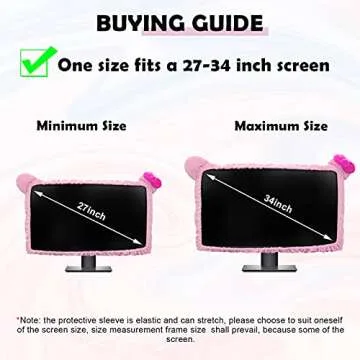 Kakurookie 23'' - 34'' Computer Monitor Protective Cover with Cat Ear Design, Cute Monitor Dust Cover with Furry Design, Elastic Dustproof, Suitable for PC, Tablet, TV