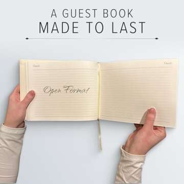 Gallery Leather Guest Book Wedding, Party, Special Events, add Polaroid Photos, 192 Lined Pages, Bonded Leather, Hardcover - Freeport Ivory