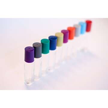 The Root and Petal Set of 10 Multicolored Glass Roller Bottles with Glass Balls for Essential Oils - The Original Palette