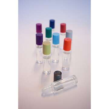 The Root and Petal Set of 10 Multicolored Glass Roller Bottles with Glass Balls for Essential Oils - The Original Palette