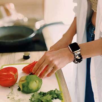 TOYOUTHS 3 PCS Compatible with Apple Watch Band Scrunchies 41mm 40mm 38mm Cloth Soft Pattern Printed Fabric Wristband Bracelet Women IWatch Elastic Bands Series SE 10 9 8 7 6 5 4 3 2 1, S/M