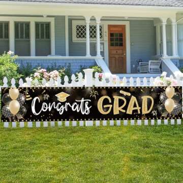 2025 Graduation Decorations Congrats Grad Banner 9.84x1.64ft Class of 2025 Graduation Backdrop Yard ...