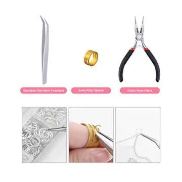 PP OPOUNT 65 Feet Jewelry Chains Necklace Chains 2 mm Jewelry Making Chains with 960 Pieces Jump Rings 40 Pieces Lobster Clasps Jewelry Making Tools (Gold, Silver Total in 65 Feet)